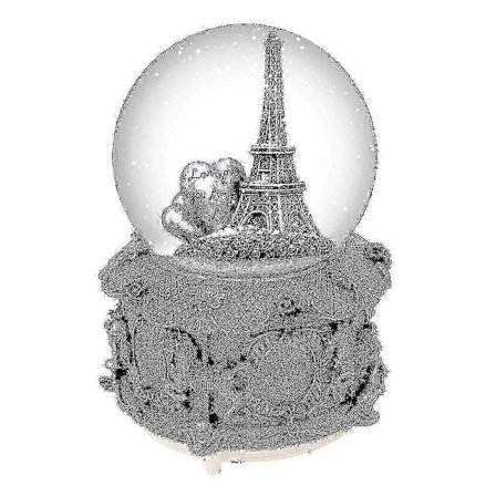 Eiffeltårnet Snøkule Musikkboks med Automatisk Snøfall og Levende Lys, 15 cm Høy Paris Suvenir[D]