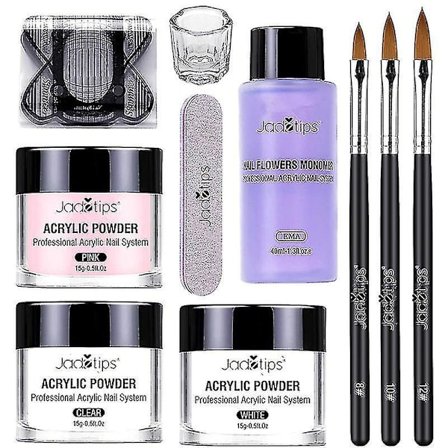 40ml Akryl Nagellack Färger Borstar Naglar Konst Startset Manikyr Verktyg