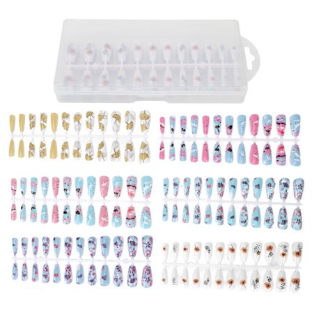 144 st Färgglada Press On Naglar Full Cover Löstagbar Manikyr Flera Stilar