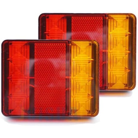 Baglygte til bil 2 stk. 12V 8 Led Baglygter 6 Funktioner Trailer Campingvogn Lastbil Baglygte