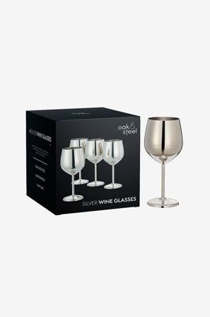Oak & Steel - Vinglas 4-pak - Sølvfarvet - Vinglas - Fra Homeroom