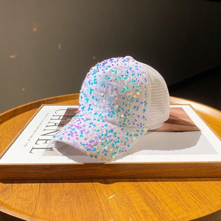 Mesh paillet hat til kvinder, åndbar solbeskyttelse og solhat, moderigtig og alsidig til rejser, koreansk version baseballkasket, duckbill kasket