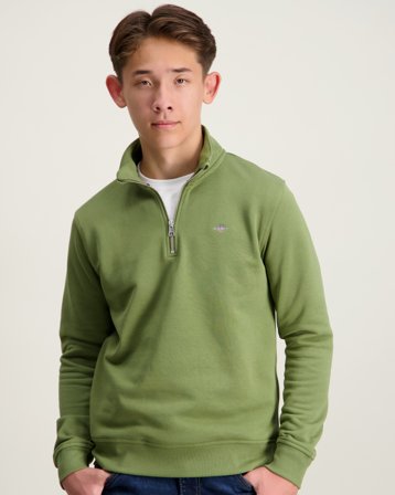 GANT SHIELD HALF ZIP SWEATSHIRT Zielony Swetry Chłopiec - Kids Brand Store