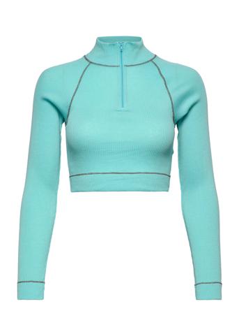 Short Turtle Zip T-Shirt Green Barbara Kristoffersen By Rosemunde