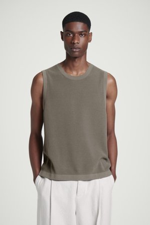 COS Men's Fluid Knitted Tank in Beige