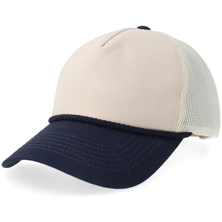 Equip - Beige trucker Caps - Beige/Navy Canvas Low Profile Golfer A-Frame Trucker @ Hatstore