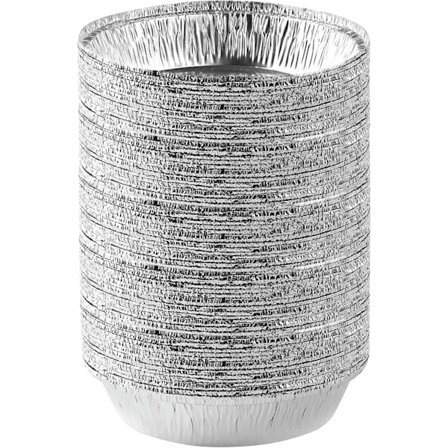 7'' Tum Runda Aluminiumformar Engångs, Frys- & Ugnsäkra - För Bakning, Matlagning, Förvaring, Rostning & Uppvärmning, 50-pack