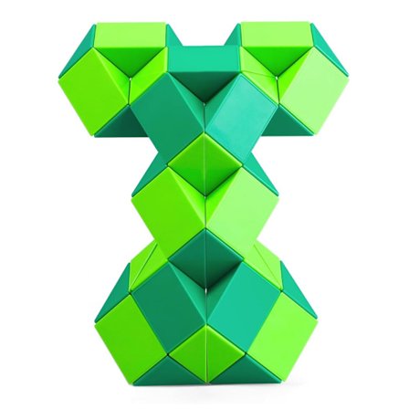Magisk Slangekube, 48 Blokker Slange Twist Puslespill Magisk Linjal, Pedagogisk Slangeleke Fidget Magisk Slange for Barn/Voksne (Grønn)