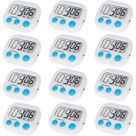 12-pakning Digital Kjøkkentimer med På/Av-knapp, Høyt Alarm