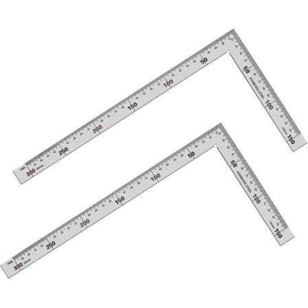 2023-l muotoiltu viivain, 150 mm x 300 mm suorakulmainen viivain ruostumatonta terästä L muotoinen neliömäinen viivain Kaksipuolinen mittausmetrinen 