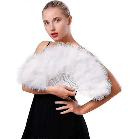 Fjäderfällbar Fläkt 1920-tals Vintage Stil Flapper Handfläkt