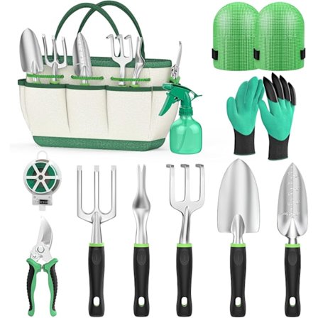 Puutarhatyökalut, 11-osainen puutarhatyökalusetti, alumiiniseoksesta valmistettu puutarhatyökalusetti lahjapakkaus kestävällä työkalulaukulla, 