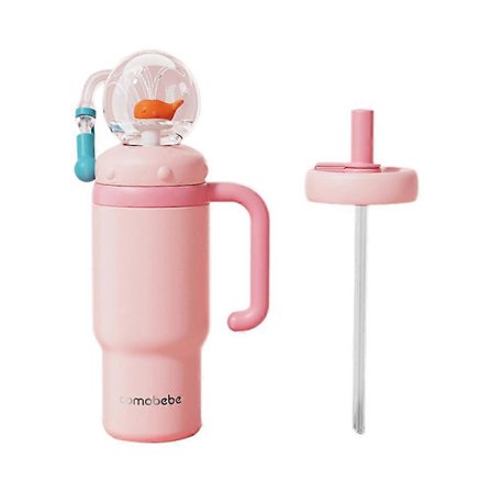 Valfontänmugg i rostfritt stål med handtag – Två lock