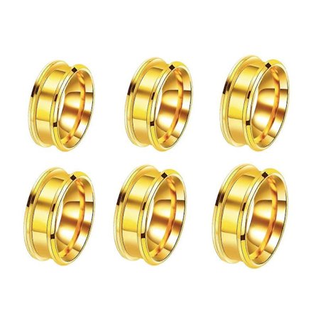 6 Delar 6 Storlekar Stilrena Tomma Ringar Unika Spårade Fingerringar Set DIY Ringmaterial Perfekt för DIY Smyckestillverkning
