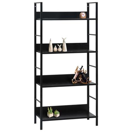 Vidaxl Bokhylla 4 Hyllplan Svart 60x27,6x124,5 Cm Spånskiva Svart