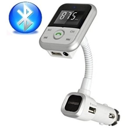 FM-sändare med Bluetooth-handsfree och billaddare (Silver)