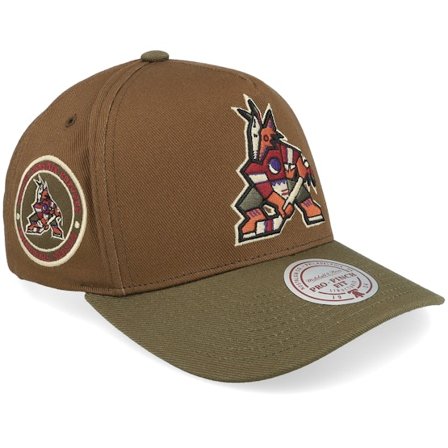 Mitchell & Ness - NHL Braun Adjustable Cap - Hatstore Exclusive x Arizona Coyotes Pro Crown Brown/Green A-frame Adjustable @ Hatstore