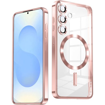 Samsung S25 PLUS Cover – Metallic Cover med Magnetisk Kompatibilitet, Slim Design - Rosa