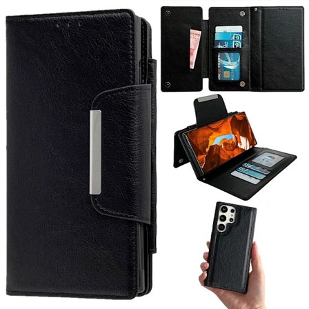 SKALO Samsung S25 Ultra 2-i-1 Magnetisk Aftagelig Flip Cover - Sort