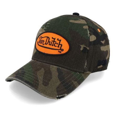 Von Dutch - Camo adjustable Keps - Oval Patch Camo/Orange Adjustable @ Hatstore