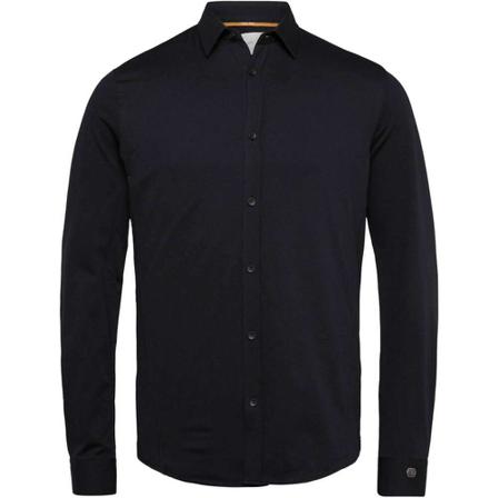 Cast Iron, Long sleeve shirt twill jersey two black Zwart, Heren, Maat:S