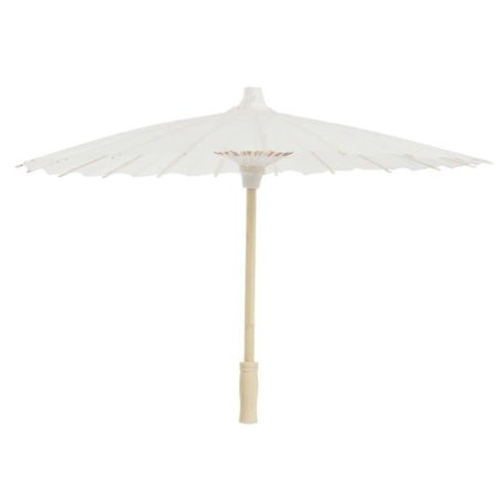40 cm halkaisijaltaan oleva DIY valkoinen paperivarjo lasten esiintymisvarjo (satunnainen varjon kahvan tyyli)