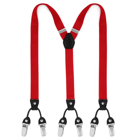 Wąskie czerwone szelki na klipsy dla mężczyzn - Szelki na klipsy