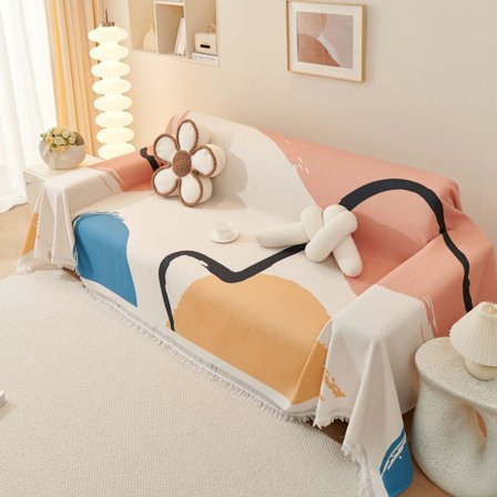 Sekssjons sofa trekk, bohemsk sofa håndkle, fire sesonger universell sofa trekk, minimalistisk stil, moderne stil, kan brukes som putetrekk, teppe