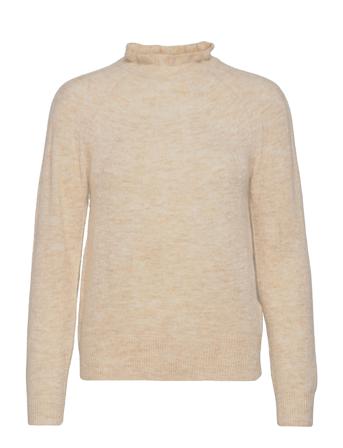 Vidua Crew Neck L/S Knit Top Beige Vila
