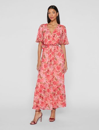 Vila Vipalma S/S Ankle Dress/Dc/Ka - Pink - 34