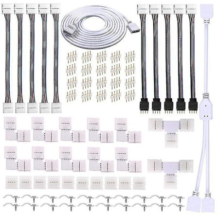 Koblingssett for 5050 10mm 4-pins RGB, 2-veis splitter, DIY-tilbehør for RGB-tilkobling