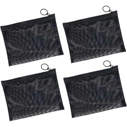 4 stk Mini Glidelås Toalettveske Mesh Organizeringslomme, Svart Nylon Vanntett Liten Håndveske Kosmetisk