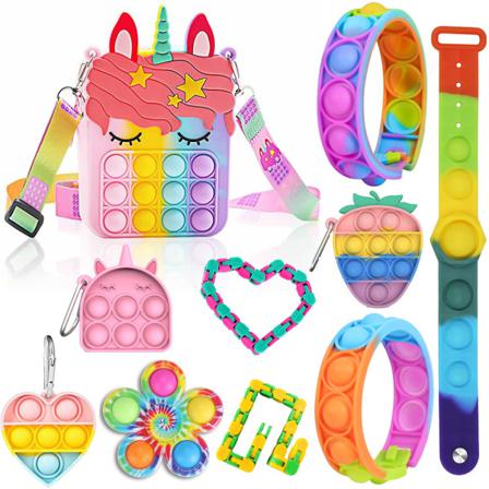 10-pack Fidget Toy Pop It Set Flerfärgad