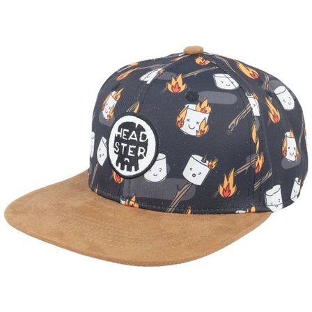 Headster - Svart snapback Keps - Kids Roasted By La Charbonne Print Black/Brown Snapback @ Hatstore