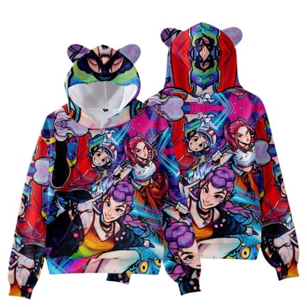 KPop Dæmonjagt Pige Gruppe Katteøre Hættetrøje til Børn, Casual Pullover - Style A - 130CM