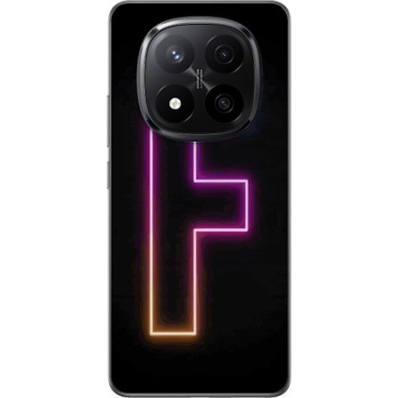 Kompatibelt Mobildeksel til Xiaomi Xiaomi Redmi Note 14 Pro+ Neonbokstav F i rosa, blå og gule lyskanter mot en mørk bakgrunn, grafisk bokstavillust