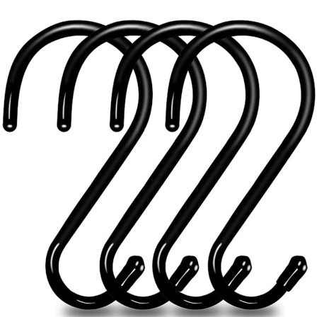 Suuret vinyylillä päällystetyt S-koukut, raskaskäyttöiset, 6 tuuman liukumattomat mustat