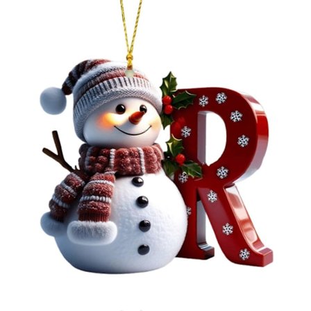 Snemand Juledekoration 26 Bogstaver A til Z Julepynt 2D Flad Festlig Snemandsvedhæng til Juletræ Bil Haveindretning