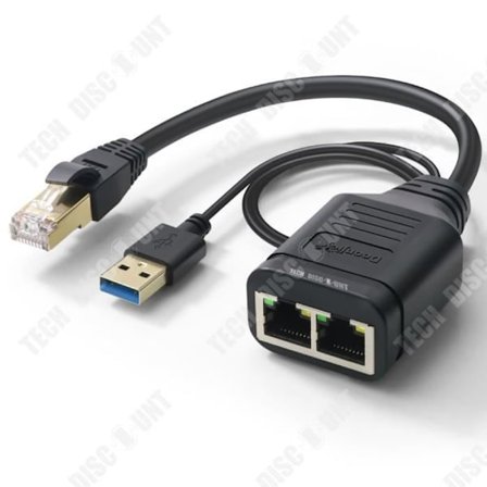 Nätverkskabelsplitter - TD - 0,3 m - Miljövänlig PVC - RJ45 - Förnicklad