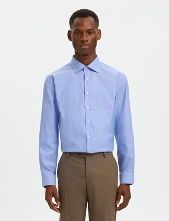 Selected Slhslim-Lux Oxford Shirt Ls Spread Noos - Blue - XL