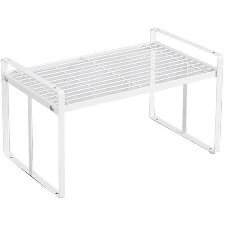Hylla Organizer Stapelbar Bänkskiva Hylla Utrymmesbesparande Organizer för Förvarings Skåp och Kök Förvaring (Vit)