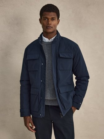 John Henric Men's Marineblaue Gepolsterte Feldjacke Size M