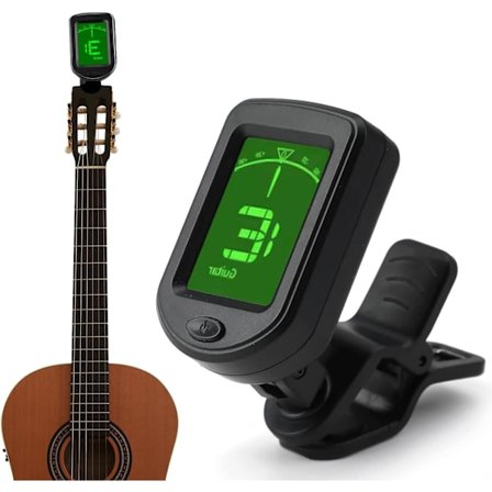 Kitara-viritin Clip On - Digitaalinen sähköinen viritin LCD-näytöllä, elektroninen viritin akustiselle kitaralle, sähkökitaralle, bassolle, ukulelle 