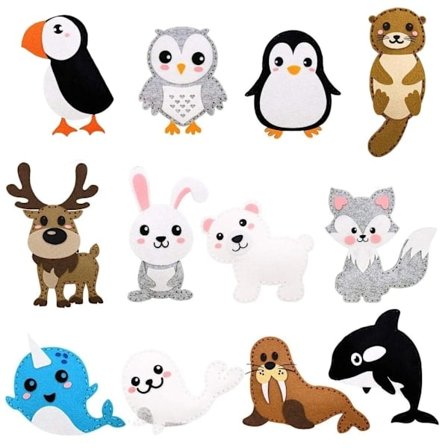 DIY Filt Dyre Sy-sæt til Børn, Plyslegetøj Håndværkssæt til Begyndere, Sjov Pædagogisk Gave til Drenge og Piger