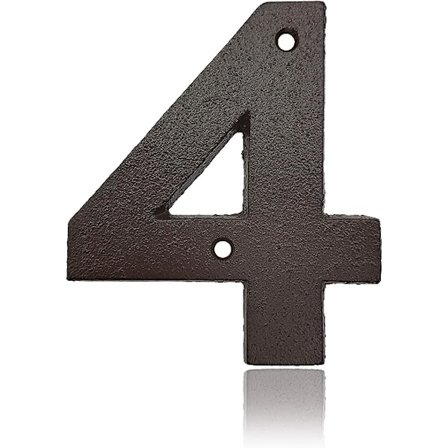 Valurautaiset talonumerot - 4,9 tuuman korkeat osoitenumerot/postilaatikonumerot, numero 4