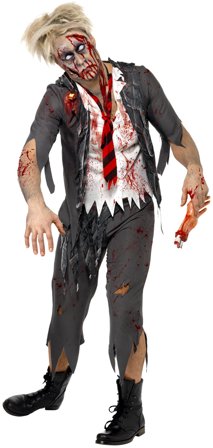 Ungdomskoleskrekk Zombiegutt-kostyme M