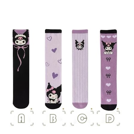 4 Par Tegneseriesokker Søte Lange Sokker med Sløyfer Hjerter Stjerner