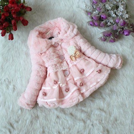 Børne Baby Piger Varm Fleece Jakke Vinterjakke Hættejakke Ny Pink 1-2 År