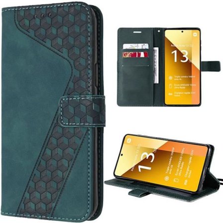 Coque til Xiaomi Redmi Note 13 5G - E.F.CONNECTION - Etui i PU-læder med kortlomme - Natgrøn