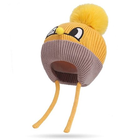 Strikket Babylue Ørebeskyttelseshette GUL